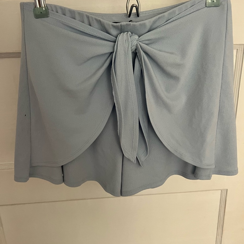 Express Light Blue Tie-Front Shorts